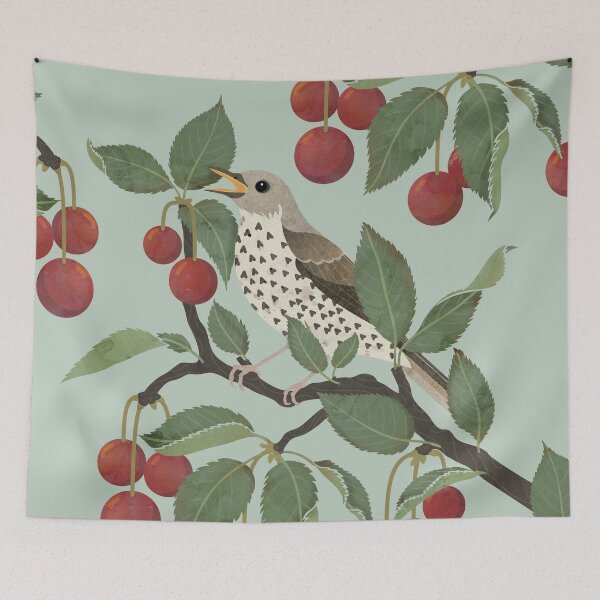 Item preview, Song Thrush in Cherries designed and sold by littleclyde.