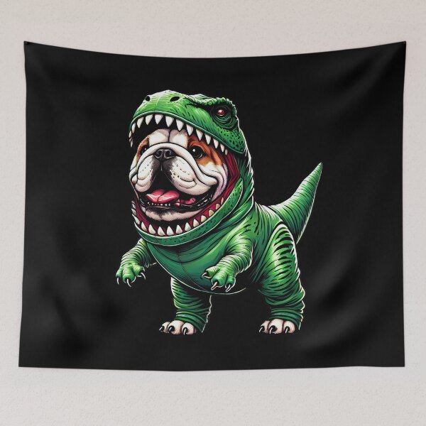 Item preview, Funny Bulldog Wearing Dinosaur Outfit Dog Lover designed and sold by Kimberley King Art  King Art.