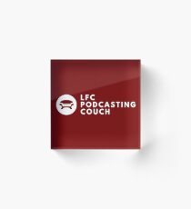 LFC Podcasting Couch Logo - Classic White on Dark Red Acrylic Block