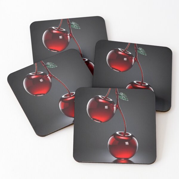 Item preview, Fruit Glass Art - Red Cherries on black designed and sold by Museum Of Non-Existing Art.