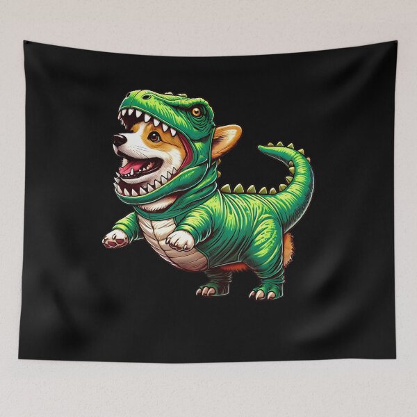 Item preview, Funny Corgi Wearing Dinosaur Outfit Dog Lover designed and sold by Kimberley King Art  King Art.