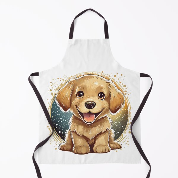 Item preview, sitting golden retriever puppy smiling with tongue out in circular cosmic artwork designed and sold by planetgolden.
