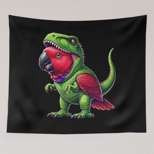 Item preview, Eclectus Parrot Wearing Dinosaur Outfit Funny Bird Lover designed and sold by Kimberley King Art  King Art.