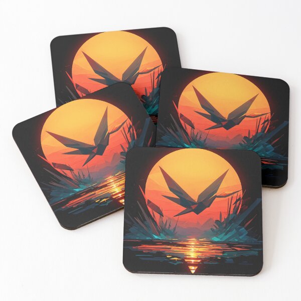 Item preview, Futuristic Origami Bird at Sunset – Sci-Fi Digital Art designed and sold by Moss and Moon Studio.