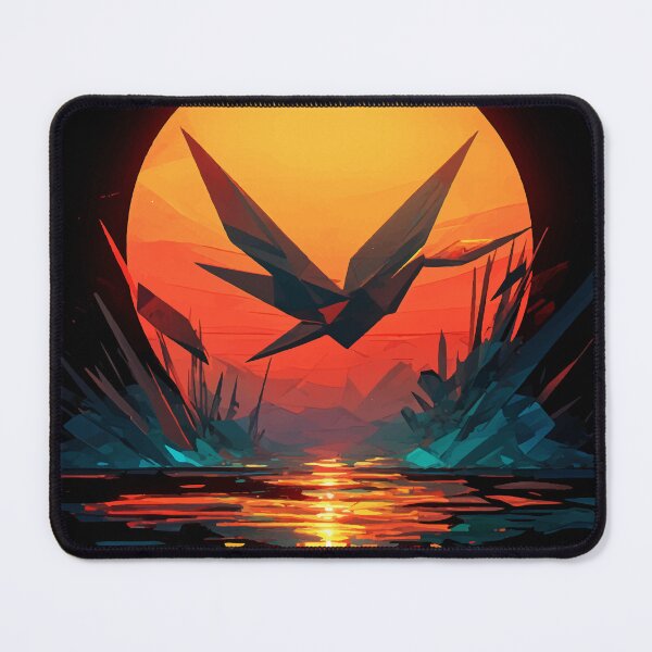 Item preview, Futuristic Origami Bird at Sunset – Sci-Fi Digital Art designed and sold by Moss and Moon Studio.