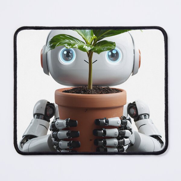 Item preview, Friendly Robot with Green Plant in Pot designed and sold by quibrak.