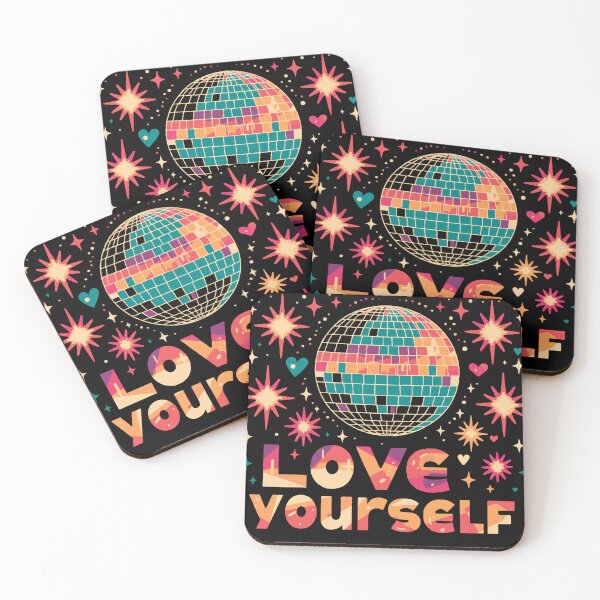 Item preview, Love Yourself – Retro Colorful Typography Design designed and sold by Moss and Moon Studio.