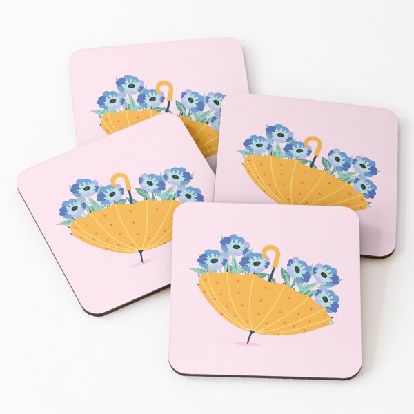 Item preview, Yellow Umbrella pattern Heart Love with Blue Flowers designed and sold by AlginaPugachova.