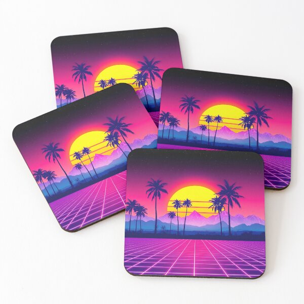Item preview, Retro 80s Synthwave Sunset – Neon Grid & Palm Trees designed and sold by svarupa.