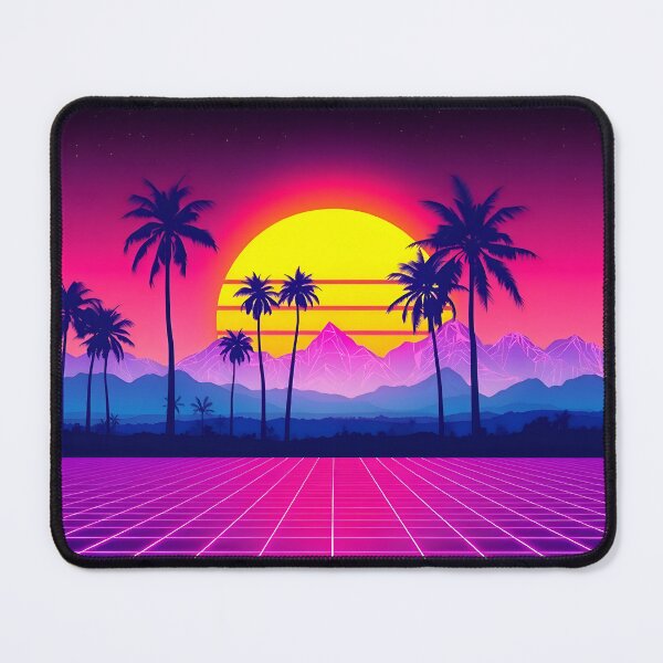 Item preview, Retro 80s Synthwave Sunset – Neon Grid & Palm Trees designed and sold by svarupa.
