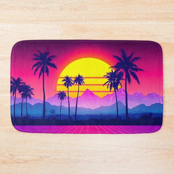 Item preview, Retro 80s Synthwave Sunset – Neon Grid & Palm Trees designed and sold by svarupa.