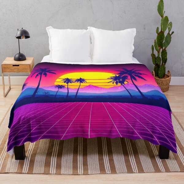 Item preview, Retro 80s Synthwave Sunset – Neon Grid & Palm Trees designed and sold by svarupa.