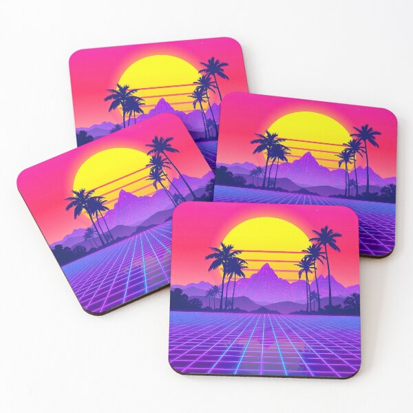 Item preview, Retro 80s Synthwave Sunset – Neon Grid & Palm Trees designed and sold by svarupa.