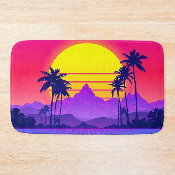 Item preview, Retro 80s Synthwave Sunset – Neon Grid & Palm Trees designed and sold by svarupa.