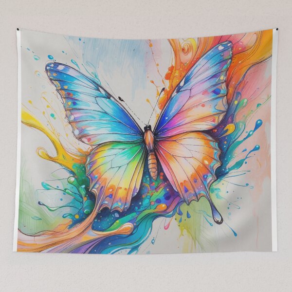 Item preview, Vibrant Butterfly with Abstract Paint Splash designed and sold by Moss and Moon Studio.