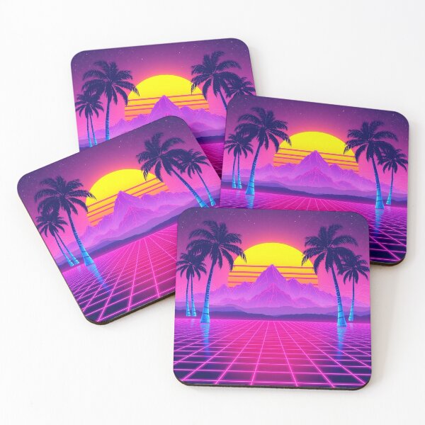 Item preview, Retro 80s Synthwave Sunset – Neon Grid & Palm Trees designed and sold by svarupa.
