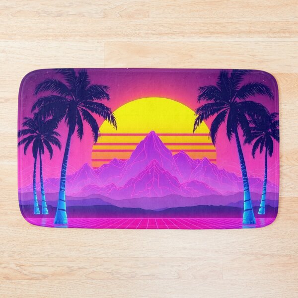 Item preview, Retro 80s Synthwave Sunset – Neon Grid & Palm Trees designed and sold by svarupa.
