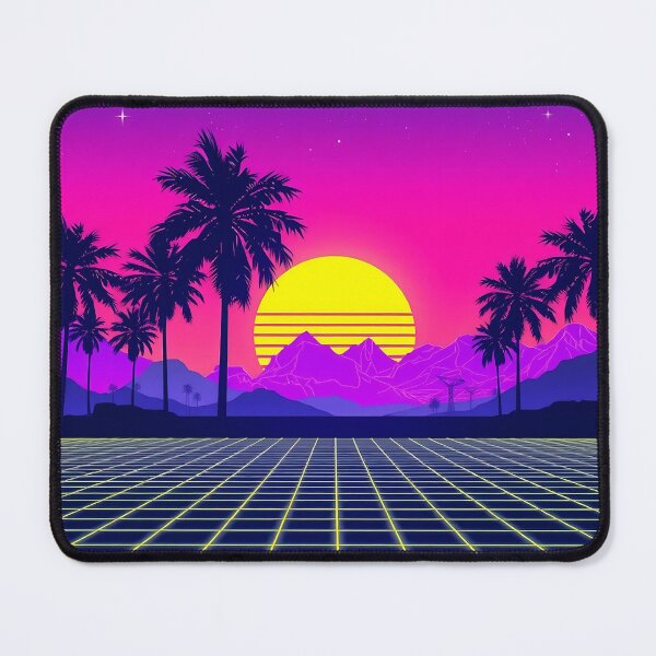 Item preview, Retro 80s Synthwave Sunset – Neon Grid & Palm Trees designed and sold by svarupa.
