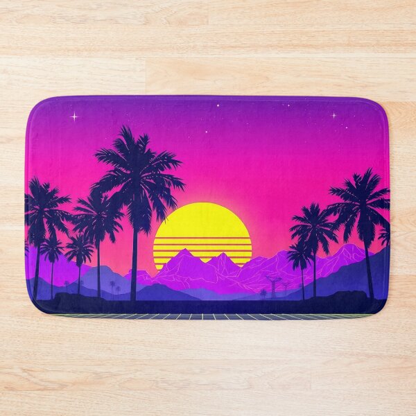 Item preview, Retro 80s Synthwave Sunset – Neon Grid & Palm Trees designed and sold by svarupa.
