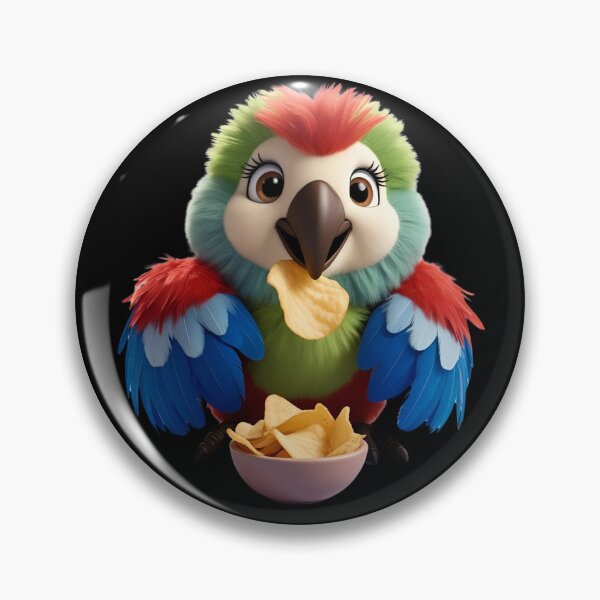 Aperçu de l'œuvre Un perroquet mignon mange des chips créée et vendue par GrafiShop.