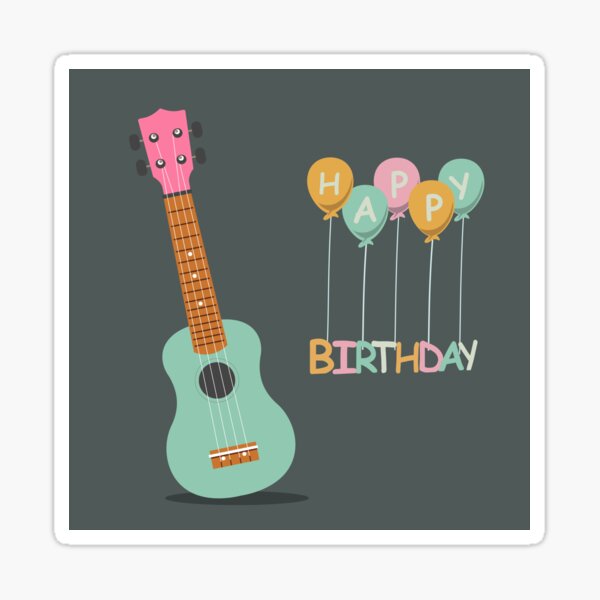 Item preview, Happy Birthday illustration with Ukulele	 designed and sold by AlginaPugachova.