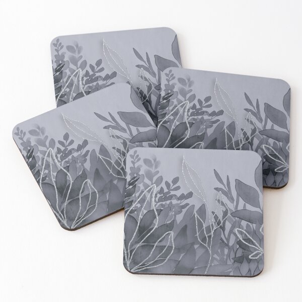 Item preview, Grey Watercolor Foliage With Linea Art Leaves designed and sold by artsandsoul.