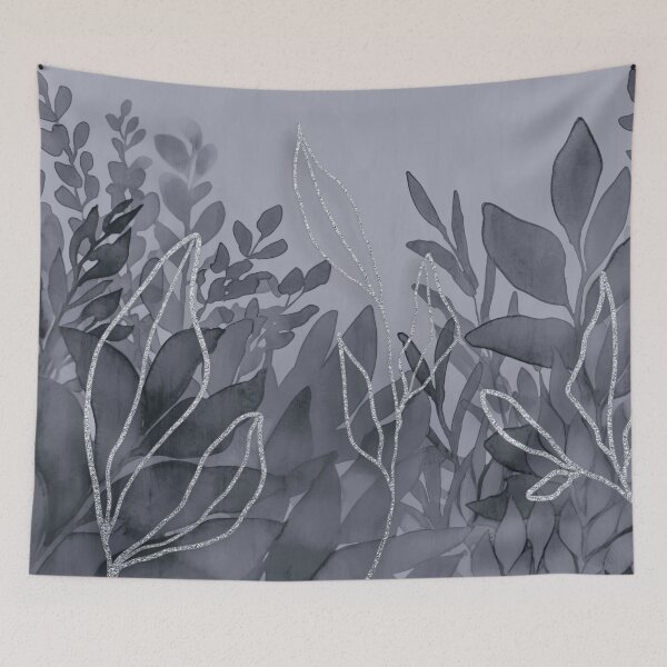 Item preview, Grey Watercolor Foliage With Linea Art Leaves designed and sold by artsandsoul.