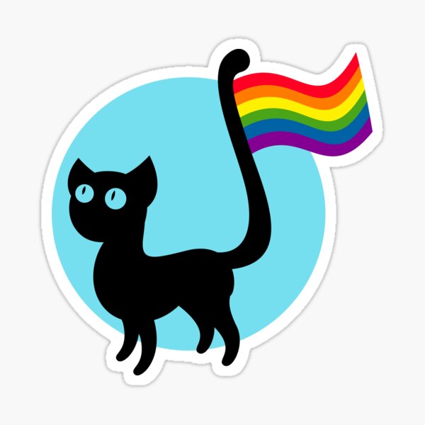 Pride Cat with Flag Sticker