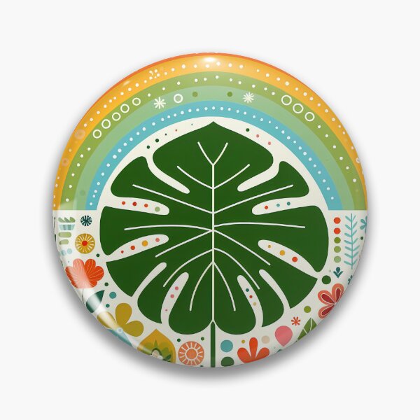 Item preview, Scandinavian Folk Art Monstera – Colourful Floral Rainbow by heidiannemorris designed and sold by FOLK ART FUSION.
