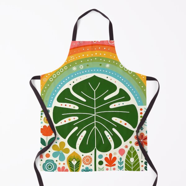 Item preview, Scandinavian Folk Art Monstera – Colourful Floral Rainbow by heidiannemorris designed and sold by FOLK ART FUSION.