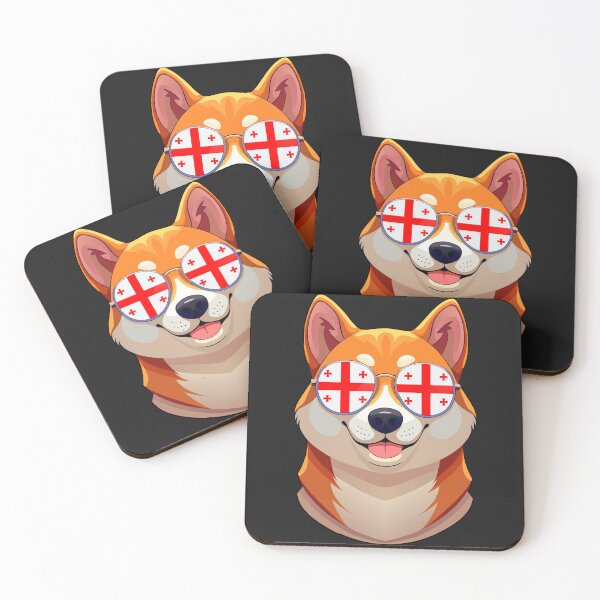Item preview, Vintage Patriotic Shiba Inu Georgian Flag designed and sold by DreamBrushy.