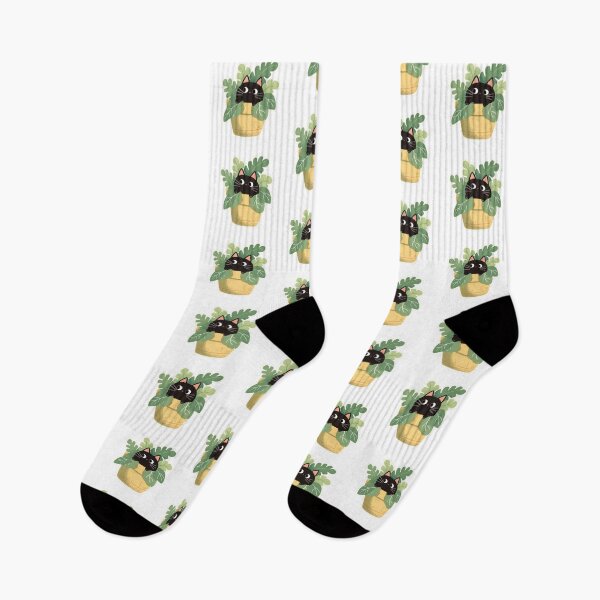Item preview, Black cat hidden in a house plant designed and sold by MendaciousMina.