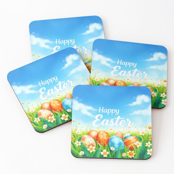 Item preview, Cute sunny Happy Easter landscape with colorful eggs in the grass designed and sold by Valentina-ty.