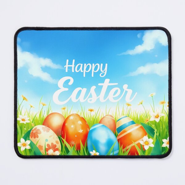 Item preview, Cute sunny Happy Easter landscape with colorful eggs in the grass designed and sold by Valentina-ty.