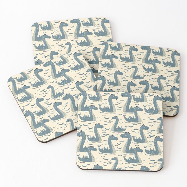 Item preview, cute sea monster in blue and beige designed and sold by PoppyLaneStudio.