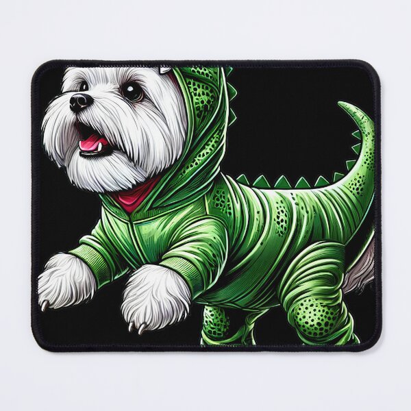 Item preview, Funny Maltese Wearing Dinosaur Outfit Dog Lover designed and sold by Kimberley King Art  King Art.