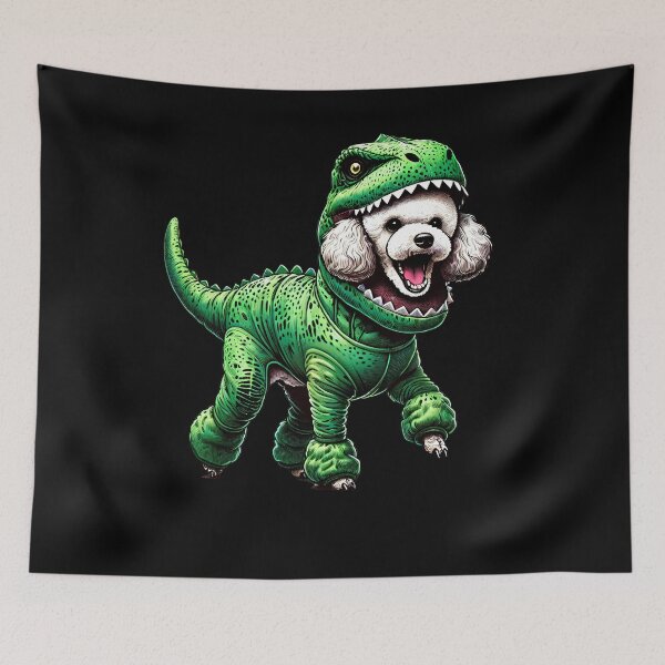 Item preview, Funny Poodle Wearing Dinosaur Outfit Dog Lover designed and sold by Kimberley King Art  King Art.