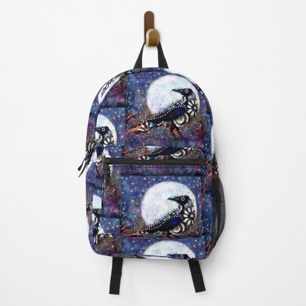 Item preview, Whimsical Raven Moon Floral Black White Blue designed and sold by oceanlady65.