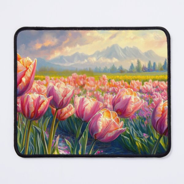 Item preview, Tulip meadow in Evening Sunlight Watercolor Painting  designed and sold by MargaretWiktor.
