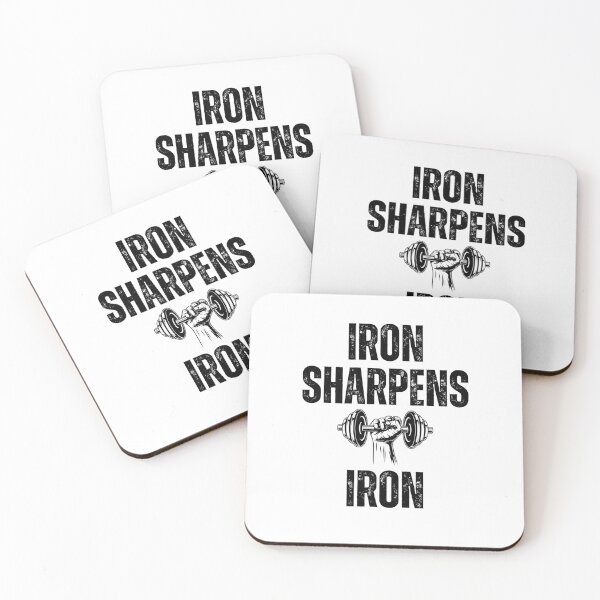 Item preview, Iron Sharpens Iron dumbbell Christian Weight Lifter workout designed and sold by snowry.