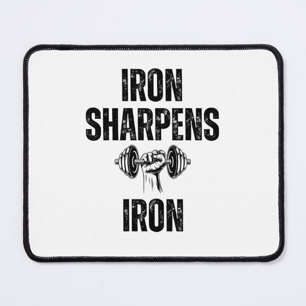 Item preview, Iron Sharpens Iron dumbbell Christian Weight Lifter workout designed and sold by snowry.