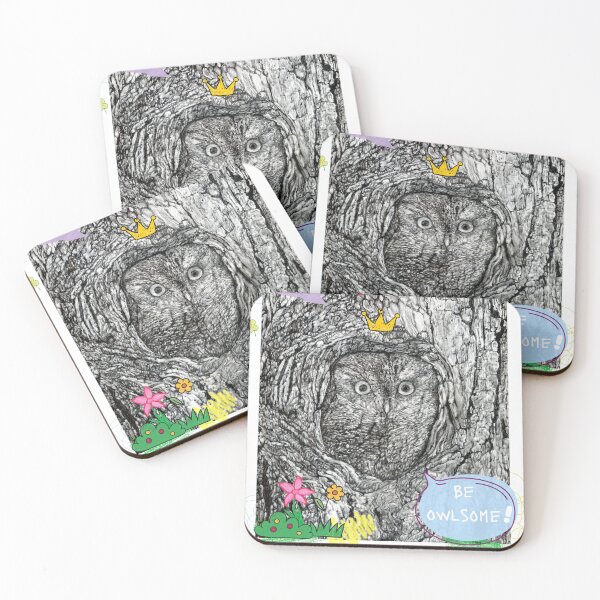 Item preview, Be Owlsome - Motivational Owl Art | Hand-drawn Owl Illustration Art Print designed and sold by binnakimart.