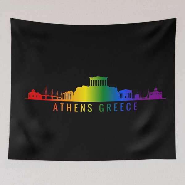 Item preview, Athens Greece Skyline Graphic, Classic pride flag graphic, City Skyline Graphic, Cityscape, Rainbow Silhouette, City art, Landmarks, Architecture, city, cities, designed and sold by PrideBeProud.