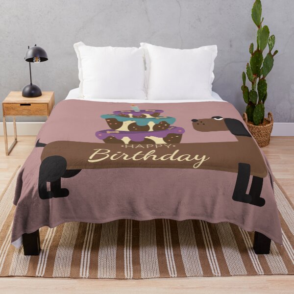 Item preview, Happy Birthday Illustartion with Dachshund Dog and Cake with Candle, Bones. designed and sold by AlginaPugachova.