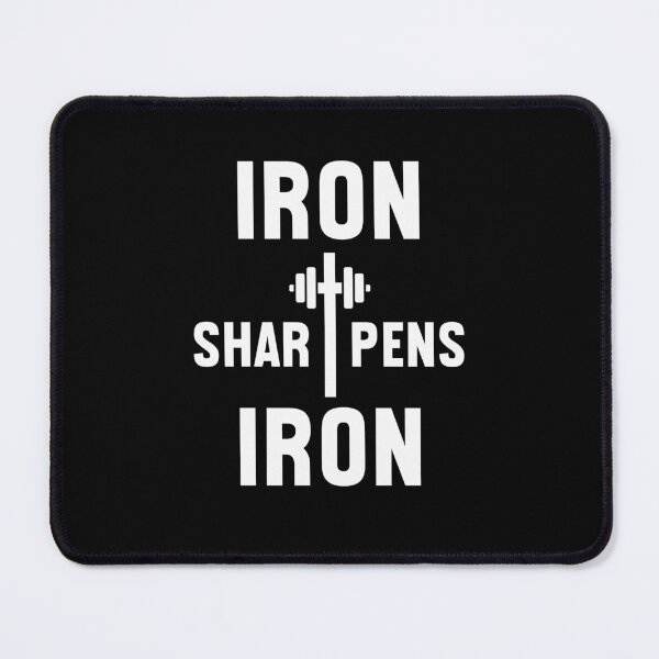 Item preview, Iron Sharpens Iron cross barbell Christian Weight Lifter designed and sold by snowry.