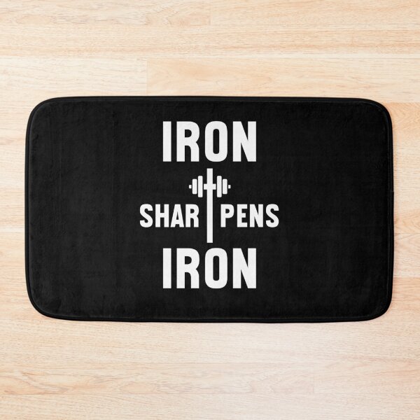 Item preview, Iron Sharpens Iron cross barbell Christian Weight Lifter designed and sold by snowry.