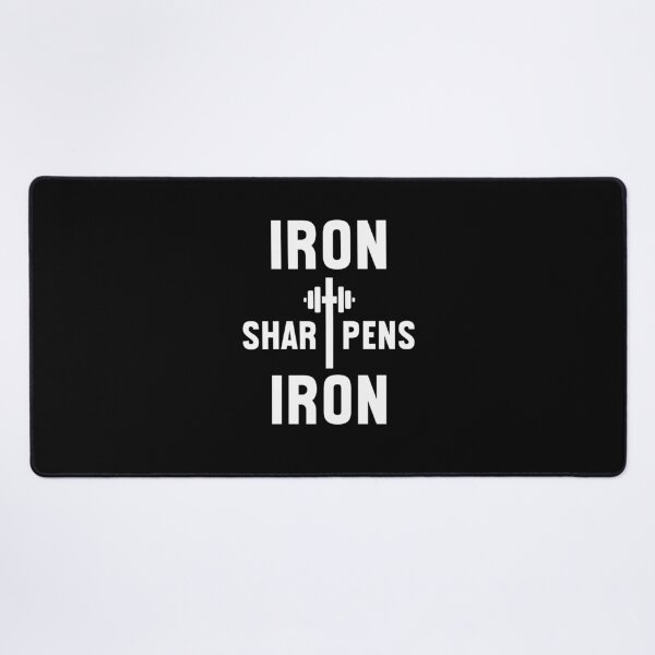 Item preview, Iron Sharpens Iron cross barbell Christian Weight Lifter designed and sold by snowry.