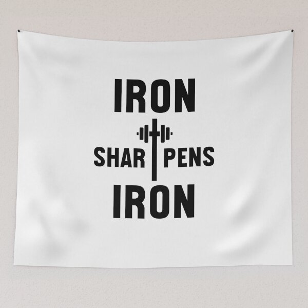 Item preview, Iron Sharpens Iron Christian workout gym cross and barbell designed and sold by snowry.