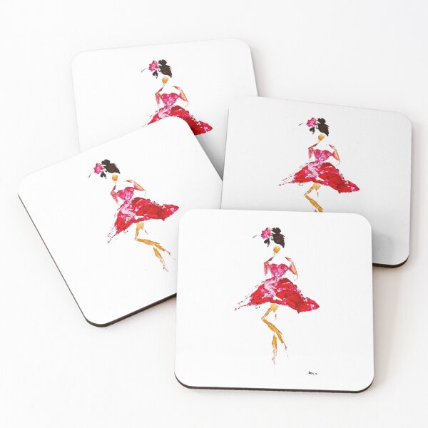 Aperçu de l'œuvre Silhouette de femme danseuse en robe rouge abstraite  créée et vendue par Harena Grace .