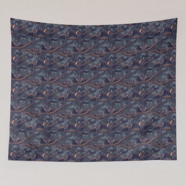 Item preview, cute black bats hanging out at night designed and sold by PoppyLaneStudio.